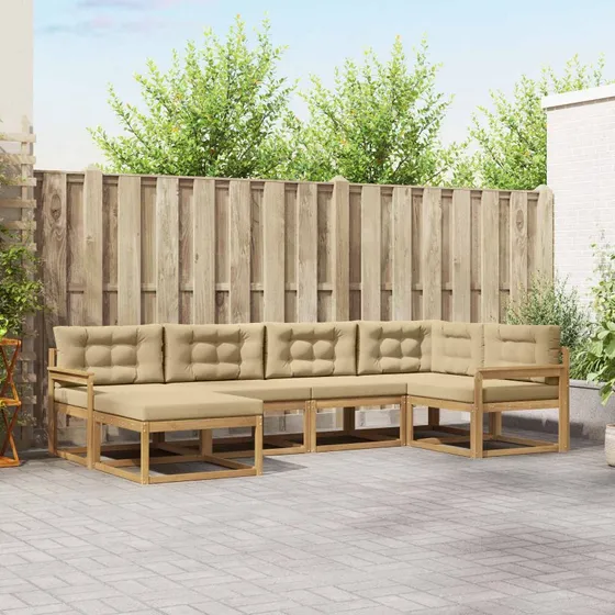 vidaXL Udendørs Sofagruppe 5-pces Hvid/Beige Akacietræ