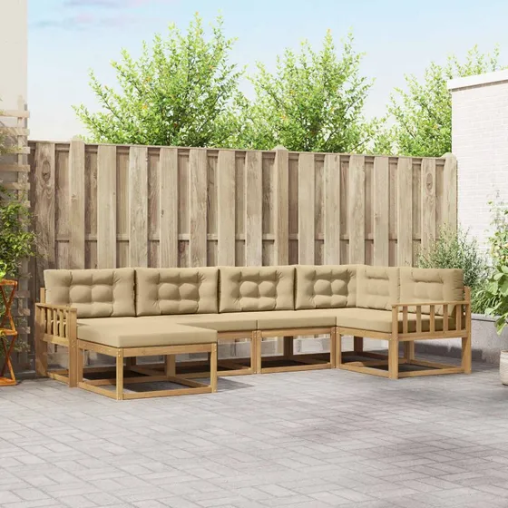 vidaXL Udendørs Sofagruppe 5-pcs Hvid og Beige, Akacietræ