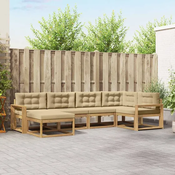 vidaXL Udendørs Sofagruppe 5-pcs Hvid/Beige Akacietræ