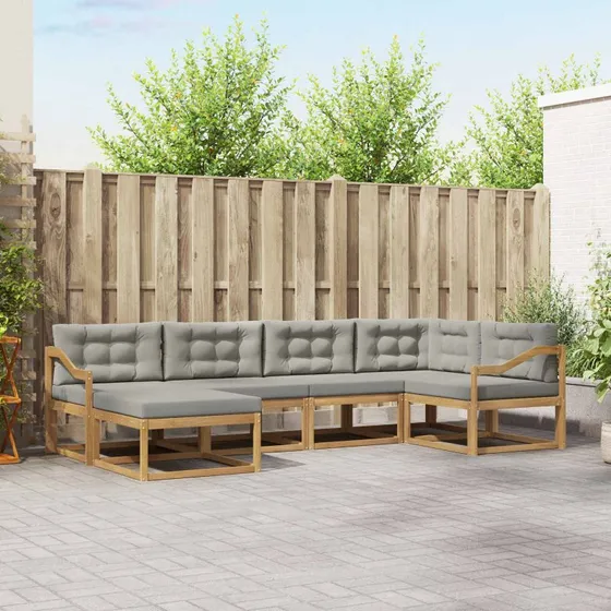 vidaXL Udendørs Sofagruppe 5 pcs Hvid/Lysegrå Akacietræ