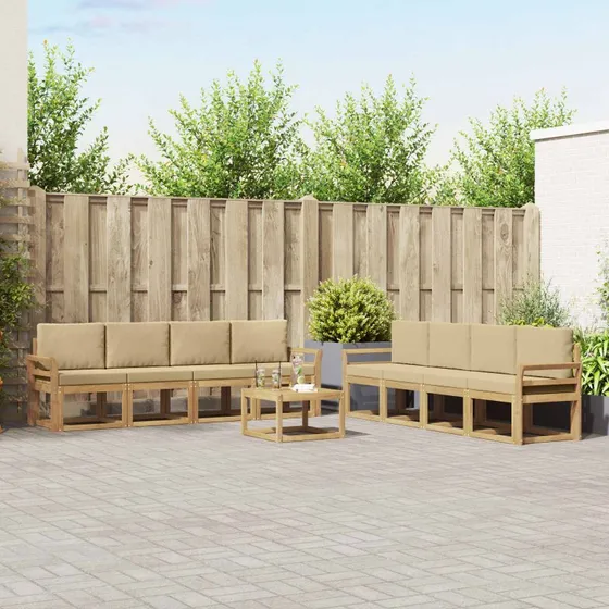 vidaXL Udendørs Sofagruppe 9 dels Hvid og Beige