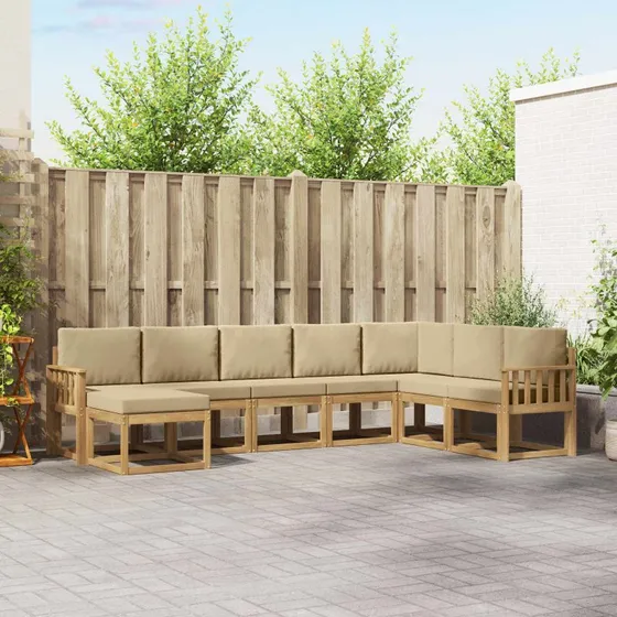 vidaXL Udendørs Sofagruppe 8 stk Hvid og Beige