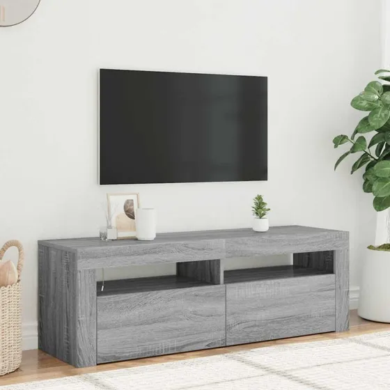 vidaXL tv-bord med LED-lys 120x35x40 cm grå sonoma-eg