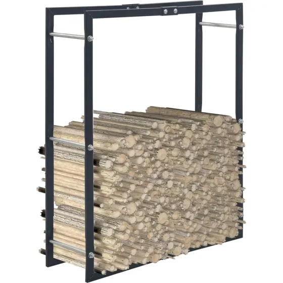 vidaXL Brændestativ 80x25x100 cm Stål Sort