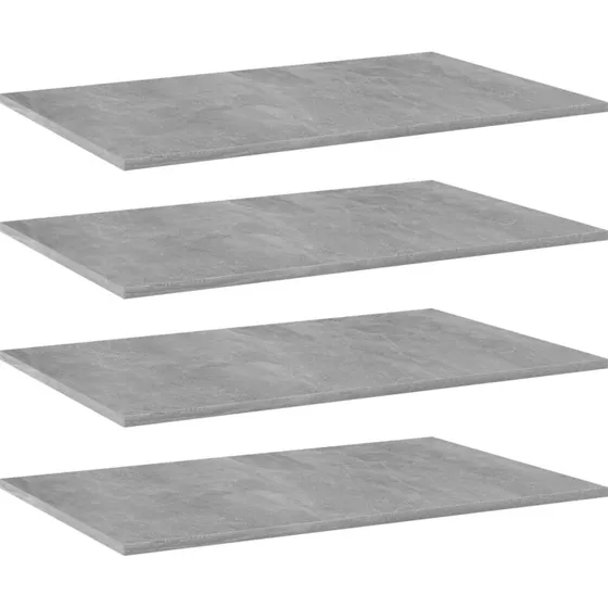 vidaXL 4 stk. boghylder 80x50x1,5 cm betongrå konstrueret træ