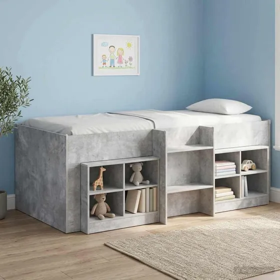 vidaXL Børns høje sengestel 2 pcs Beton 203 x 101,1 x 68,5 cm