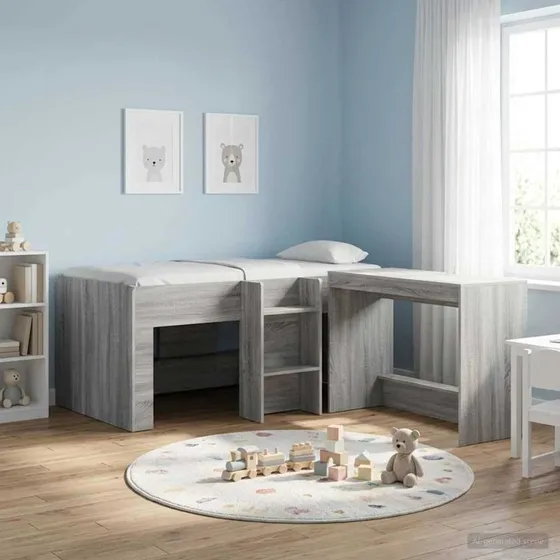 vidaXL Børns høje sengestel 2 pcs Grå Sonoma 163 x 101,1 x 68,5 cm