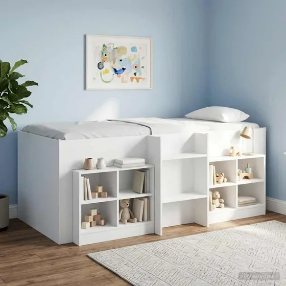 vidaXL Børns høje sengestel 2 pcs Hvid 90 x 190 cm Konstrueret træ