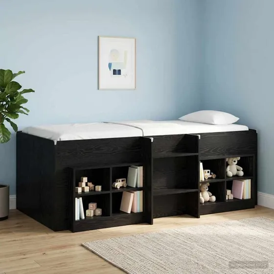 vidaXL Børns høje sengestel 2 pcs, Sort, 90 x 190 cm, Konstrueret træ