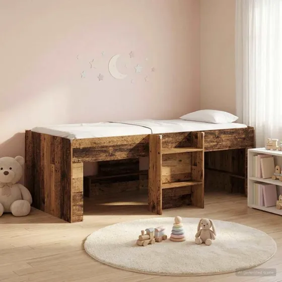 vidaXL Børns høje sengestel 2 pcs gammelt træ 90 x 190 cm