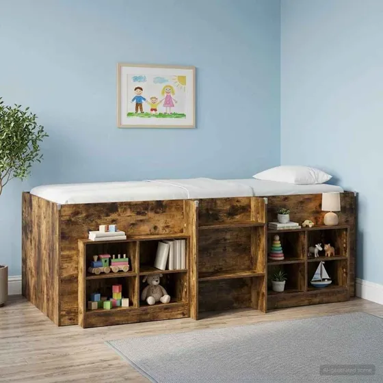 vidaXL Børns høje sengestel 2 pcs røget eg 193 x 96,1 x 68,5 cm