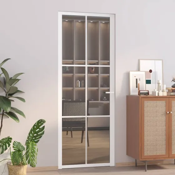vidaxL dør 76x201,5 cm sikkerhedsglas og aluminium hvid