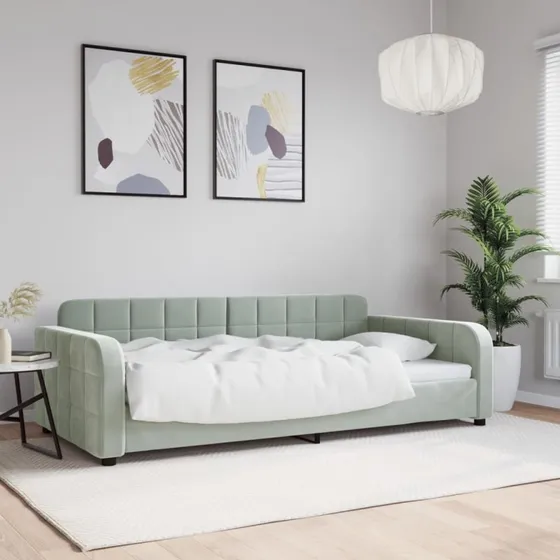 vidaXL Daybed 100x190 cm lysegrå velour