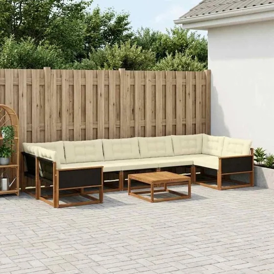 vidaXL Udendørs Sofagruppe 8 pcs Naturlig & Fløde
