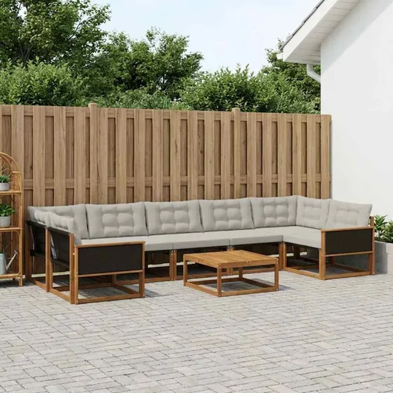 vidaXL Udendørs Sofagruppe 8 pcs Naturfarvet og Lysegrå