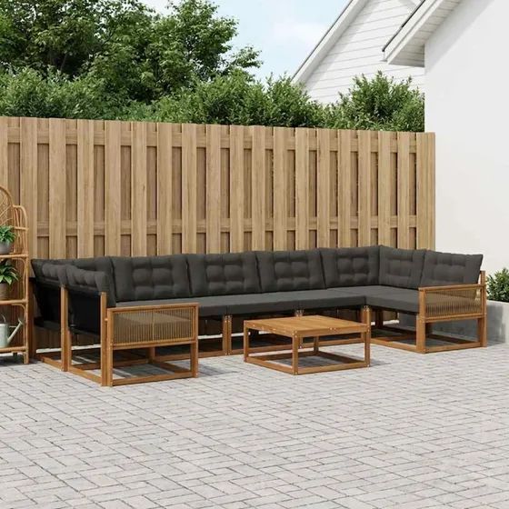 vidaXL Udendørs Sofagruppe 8 pc Naturfarvet og Sort