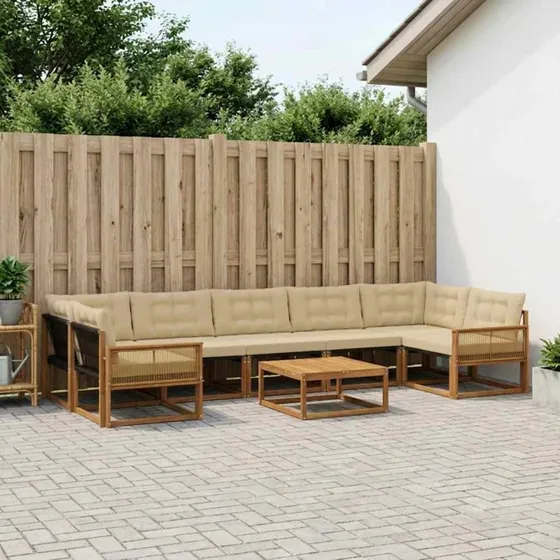 vidaXL Udendørs Sofagruppe 8 pcs Naturlig/Beige