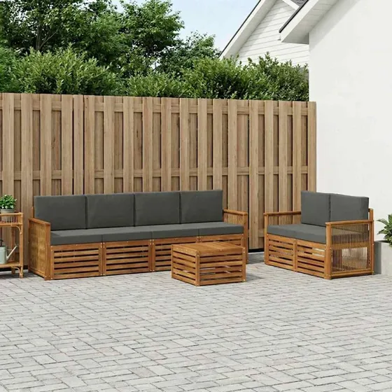vidaXL Udendørs Sofagruppe 7 pc Naturlig/Antracit