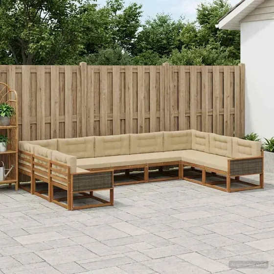 vidaXL Udendørs Sofagruppe 9 pcs Naturlig/Beige