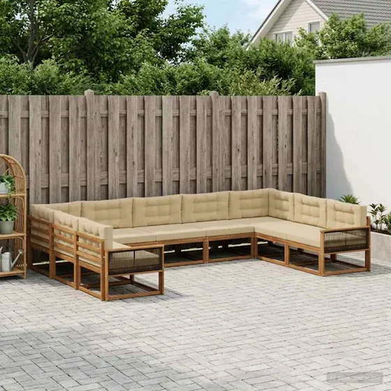 vidaXL Udendørs Sofagruppe 9 pcs Naturlig/Beige