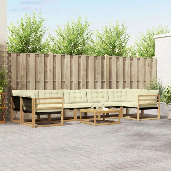 vidaXL Udendørs Sofagruppe 8 stk Hvid/Creme 79x79x37 cm