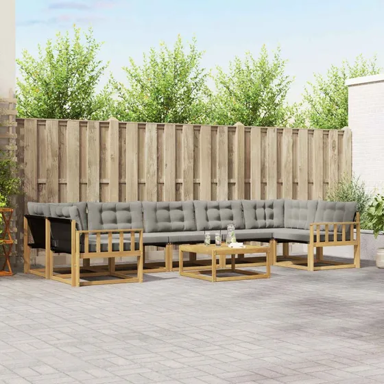 vidaXL Udendørs Sofagruppe 8 stk Hvid og Lysegrå 79x79x37 cm