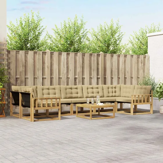 vidaXL Udendørs Sofagruppe 8 stk Hvid og Beige 79 x 79 x 37 cm