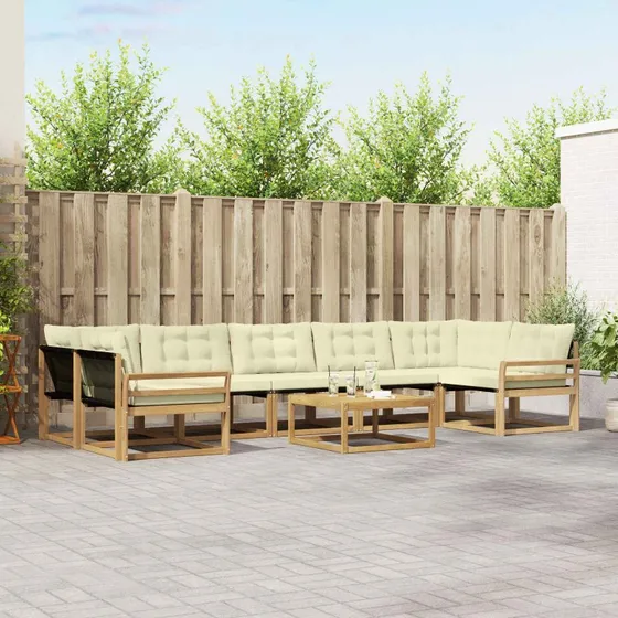 vidaXL Udendørs Sofagruppe 8 stk Hvid/Creme 79x79x37 cm