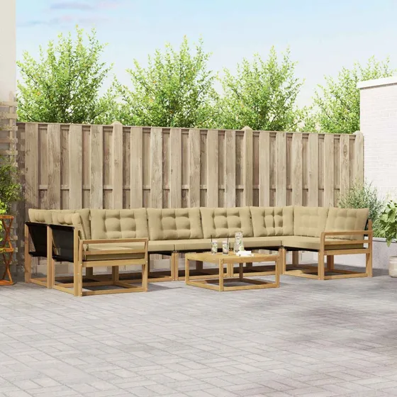 vidaXL Udendørs Sofagruppe 8 stk Hvid og Beige 79 x 79 x 37 cm