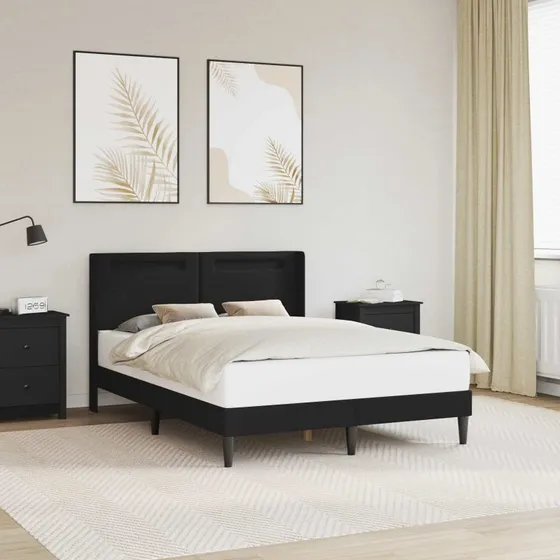 vidaXL Sengestel med LED-lysstrimler, Sort, 140 x 200 cm