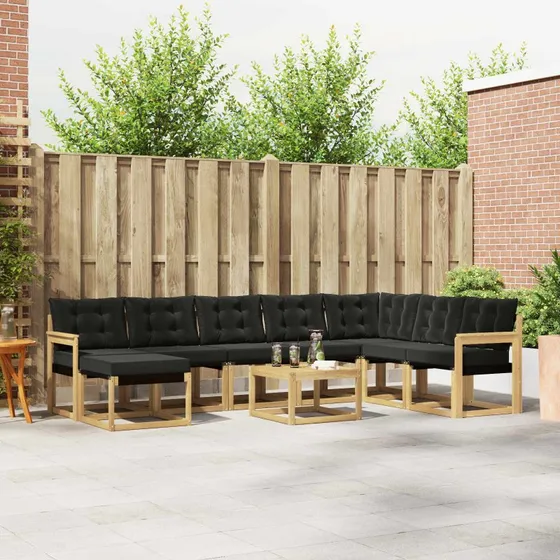 vidaXL Udendørs Sofagruppe 9 pc Hvid og Sort