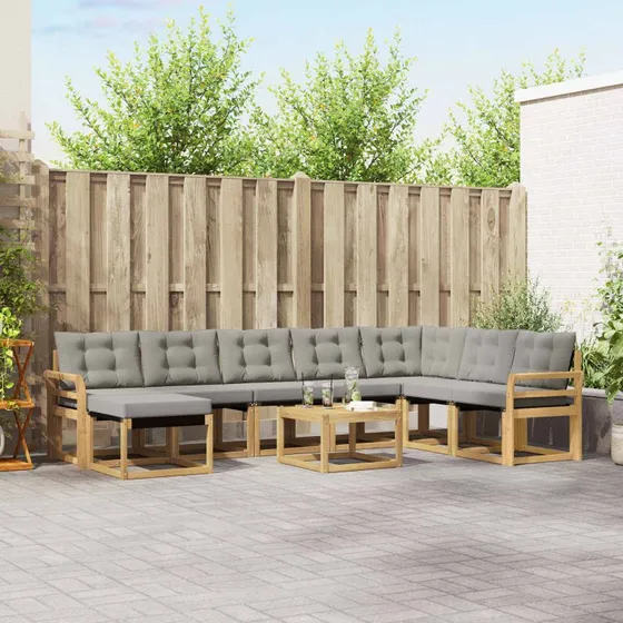 vidaXL Udendørs Sofagruppe 9 pcs Hvid/Lysgrå