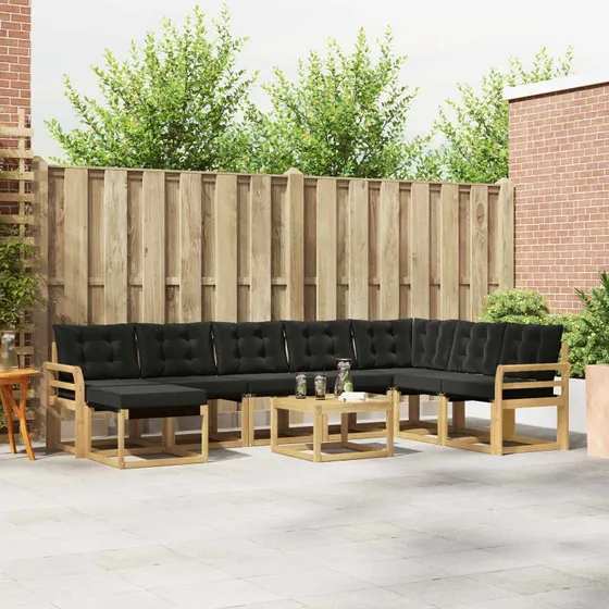 vidaXL Udendørs Sofagruppe 9 pcs Hvid og Sort