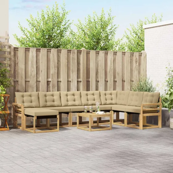 vidaXL Udendørs Sofagruppe 9 pcs Hvid og Beige