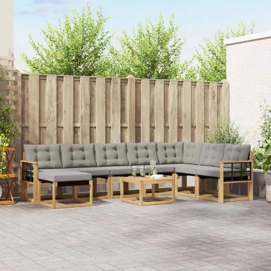vidaXL Udendørs Sofagruppe 9 pcs Hvid/Lysegrå