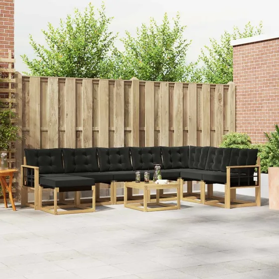 vidaXL Udendørs Sofagruppe 9 pcs Hvid og Sort