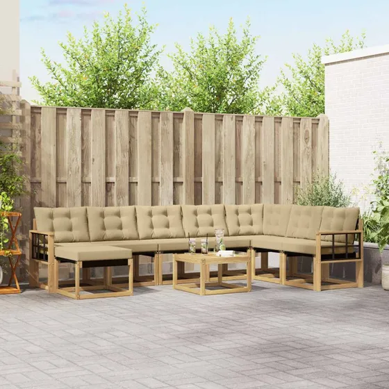 vidaXL Udendørs Sofagruppe 9 pcs Hvid og Beige
