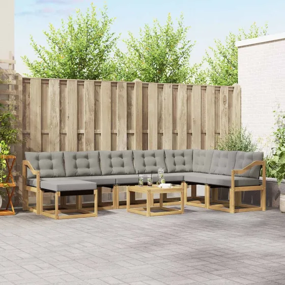 vidaXL Udendørs Sofagruppe 9 pcs Hvid/Lysgrå