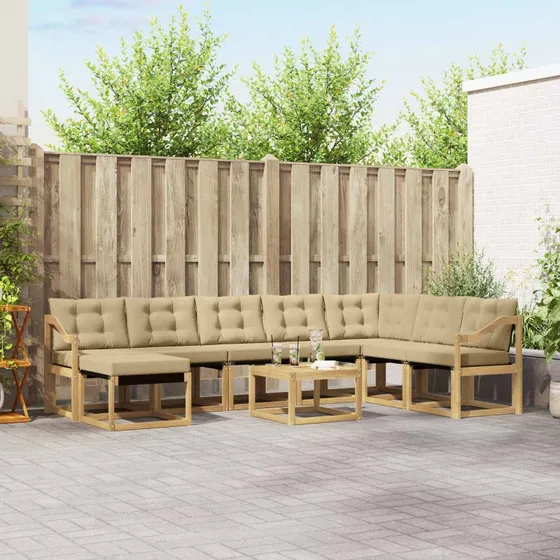 vidaXL Udendørs Sofagruppe 9 pcs Hvid og Beige