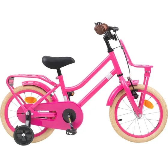 vidaXL Børnecykel 14 tommer, Mørk pink, 3-5 år