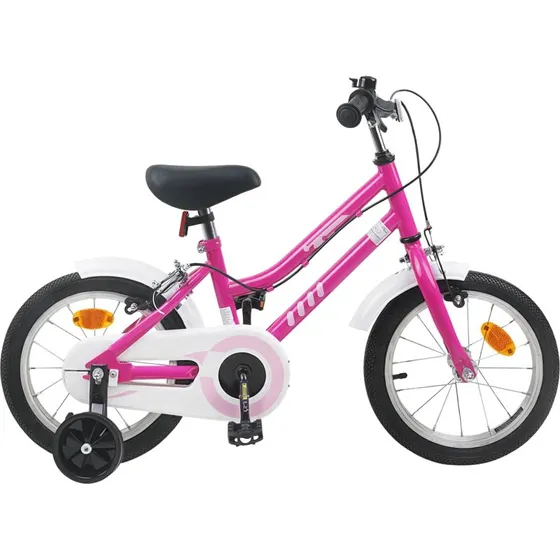 vidaXL Børnecykel 14 tommer, Pink/Hvid, 3-5 år