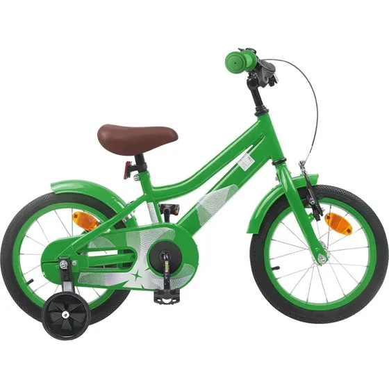 vidaXL Børnecykel 14 tommer Grøn, 3-5 år
