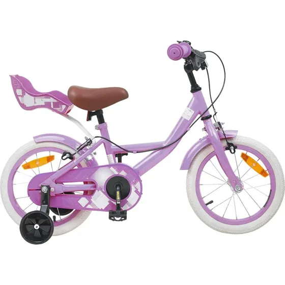 vidaXL Børnecykel 16 tommer, Lilla, justerbart styr og sæde