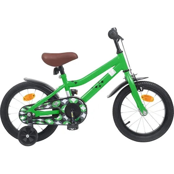vidaXL Børnecykel 14 tommer Grøn, 3-5 år