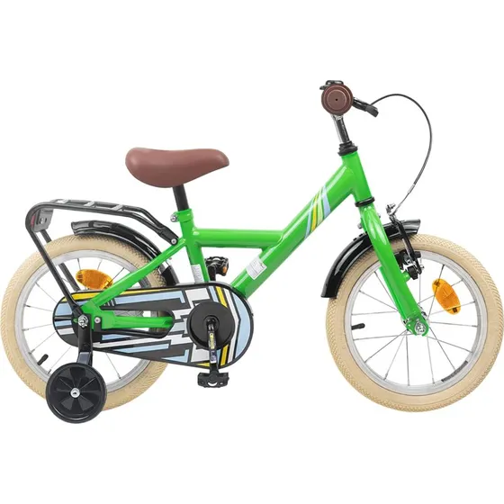 vidaXL Børnecykel 14 tommer Grøn, 3-5 år