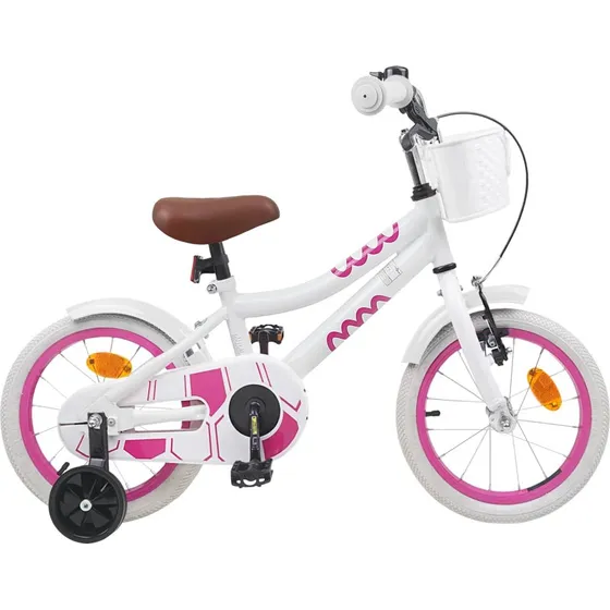 vidaXL Børnecykel 14 tommer, hvid, til 3-5 år