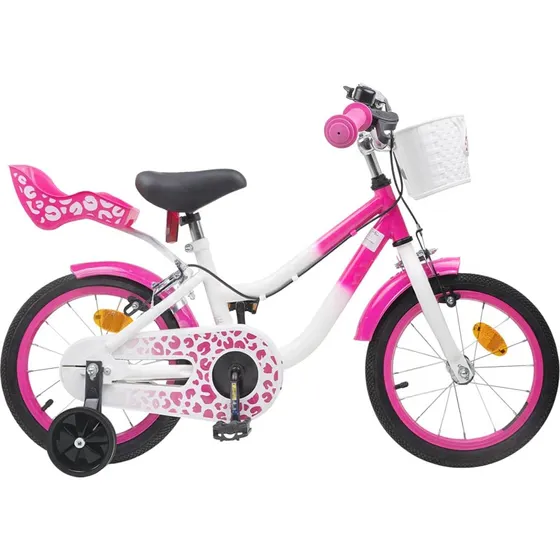 vidaXL Børnecykel 16" Lyserød med Trænehjul til 4-6 år