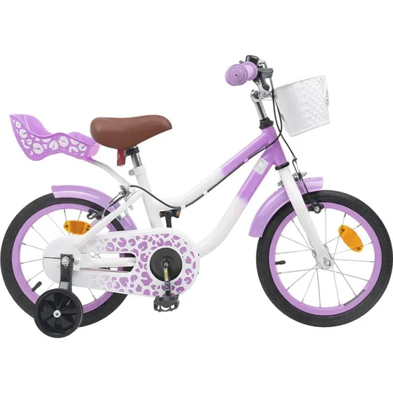 vidaXL Børnecykel 16" Med Trænehjul til 4-6 År, Lilla
