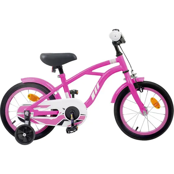 vidaXL Børnecykel 14 tommer, Mørk pink, 3-5 år