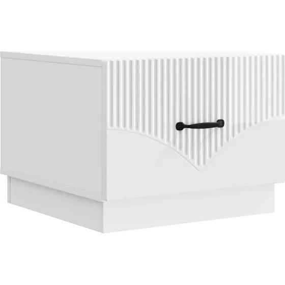 vidaXL Sofabord Hvid Højglans 49 x 50 x 37 cm Konstrueret Træ med Skuffe